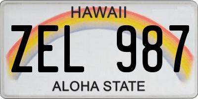 HI license plate ZEL987