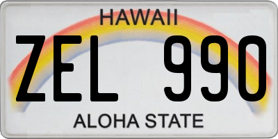 HI license plate ZEL990