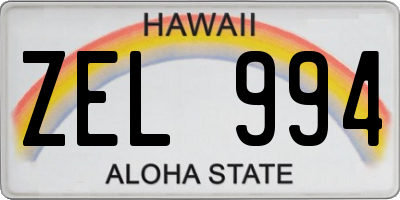 HI license plate ZEL994