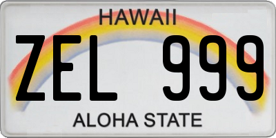 HI license plate ZEL999