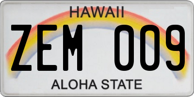 HI license plate ZEM009