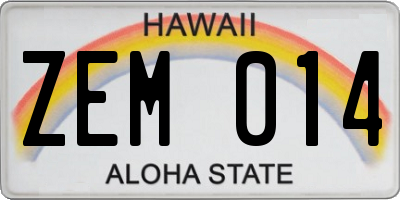 HI license plate ZEM014