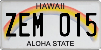 HI license plate ZEM015