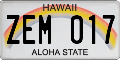 HI license plate ZEM017