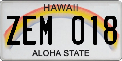 HI license plate ZEM018