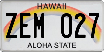 HI license plate ZEM027