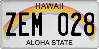 HI license plate ZEM028