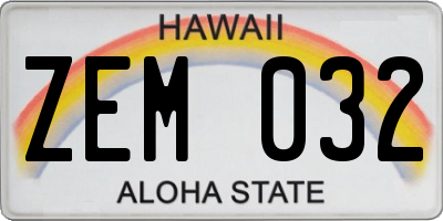 HI license plate ZEM032