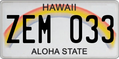 HI license plate ZEM033