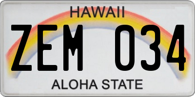 HI license plate ZEM034