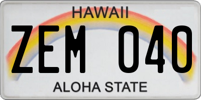 HI license plate ZEM040