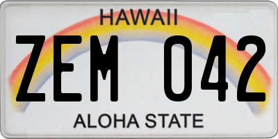 HI license plate ZEM042