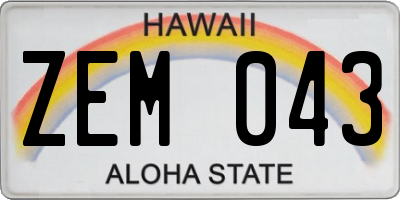 HI license plate ZEM043