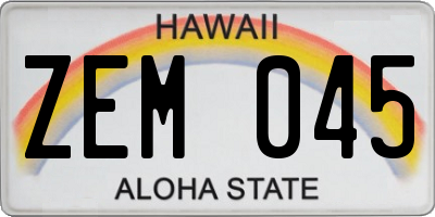 HI license plate ZEM045