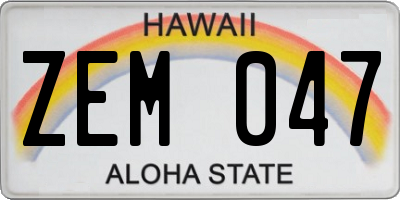 HI license plate ZEM047