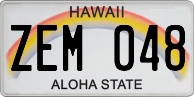 HI license plate ZEM048