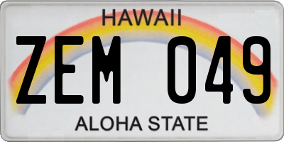 HI license plate ZEM049