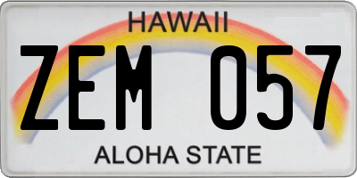 HI license plate ZEM057