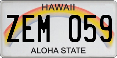 HI license plate ZEM059