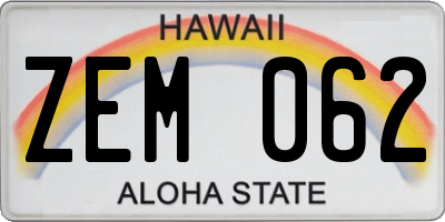HI license plate ZEM062
