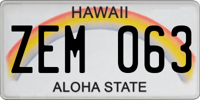 HI license plate ZEM063