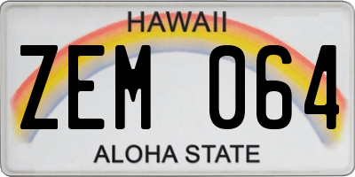 HI license plate ZEM064