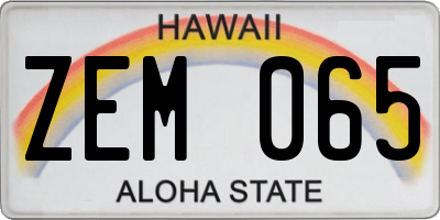 HI license plate ZEM065