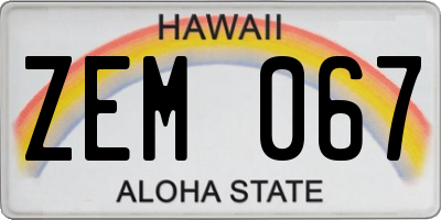 HI license plate ZEM067