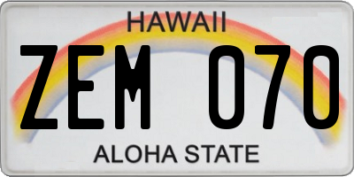 HI license plate ZEM070