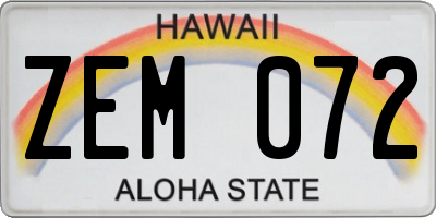 HI license plate ZEM072