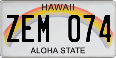 HI license plate ZEM074
