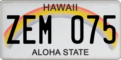 HI license plate ZEM075