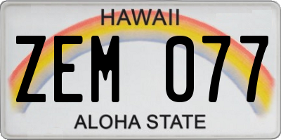 HI license plate ZEM077