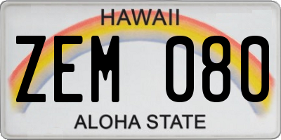 HI license plate ZEM080