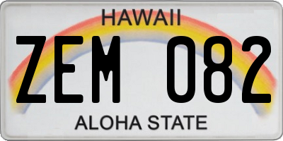 HI license plate ZEM082