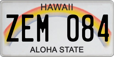 HI license plate ZEM084