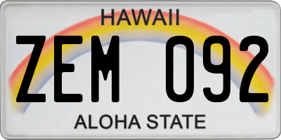 HI license plate ZEM092