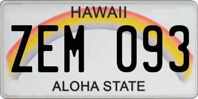 HI license plate ZEM093