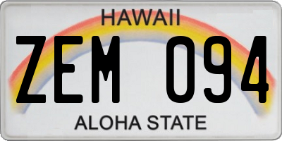 HI license plate ZEM094