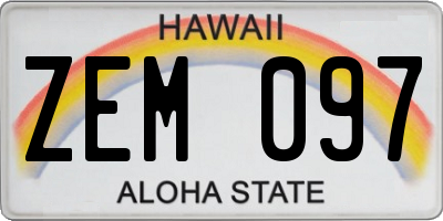 HI license plate ZEM097