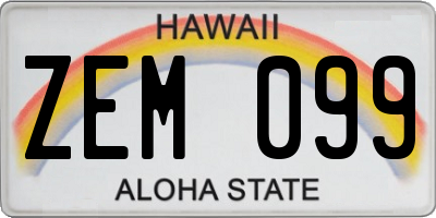 HI license plate ZEM099
