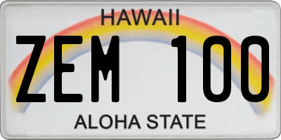 HI license plate ZEM100