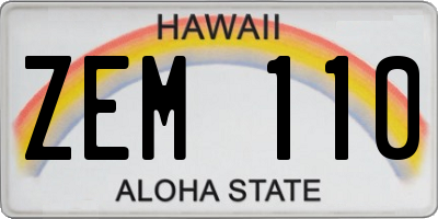 HI license plate ZEM110