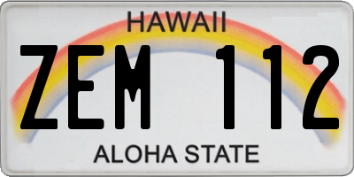 HI license plate ZEM112