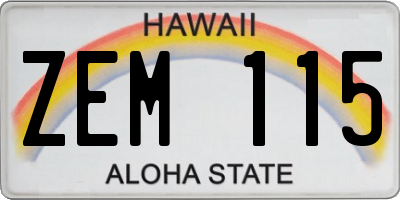 HI license plate ZEM115