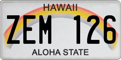 HI license plate ZEM126