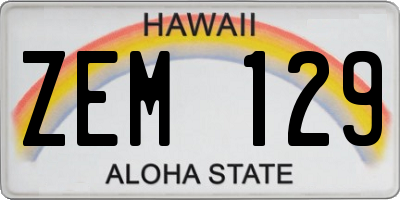 HI license plate ZEM129