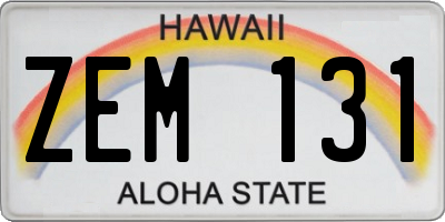HI license plate ZEM131