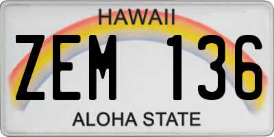 HI license plate ZEM136