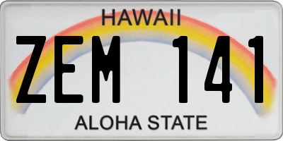 HI license plate ZEM141